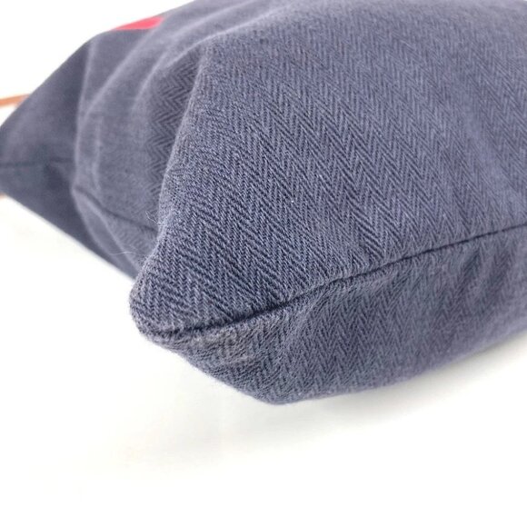 HERMES logo Aline MM Shoulder Bag ToileChevron / Leather Blue indigo Navy/Red - Picture 7 of 16